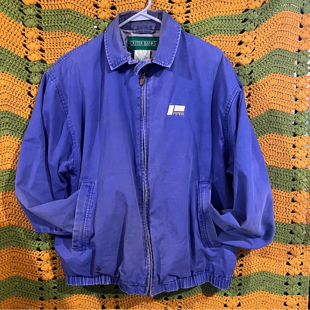 Vintage Outer Banks Piper Nylon Bomber Jacket work wear